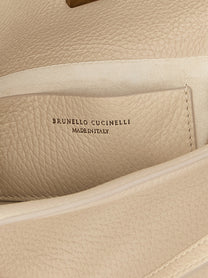 Brunello Cucinelli Sartorial Bucket Small Handbag Beige, view 4