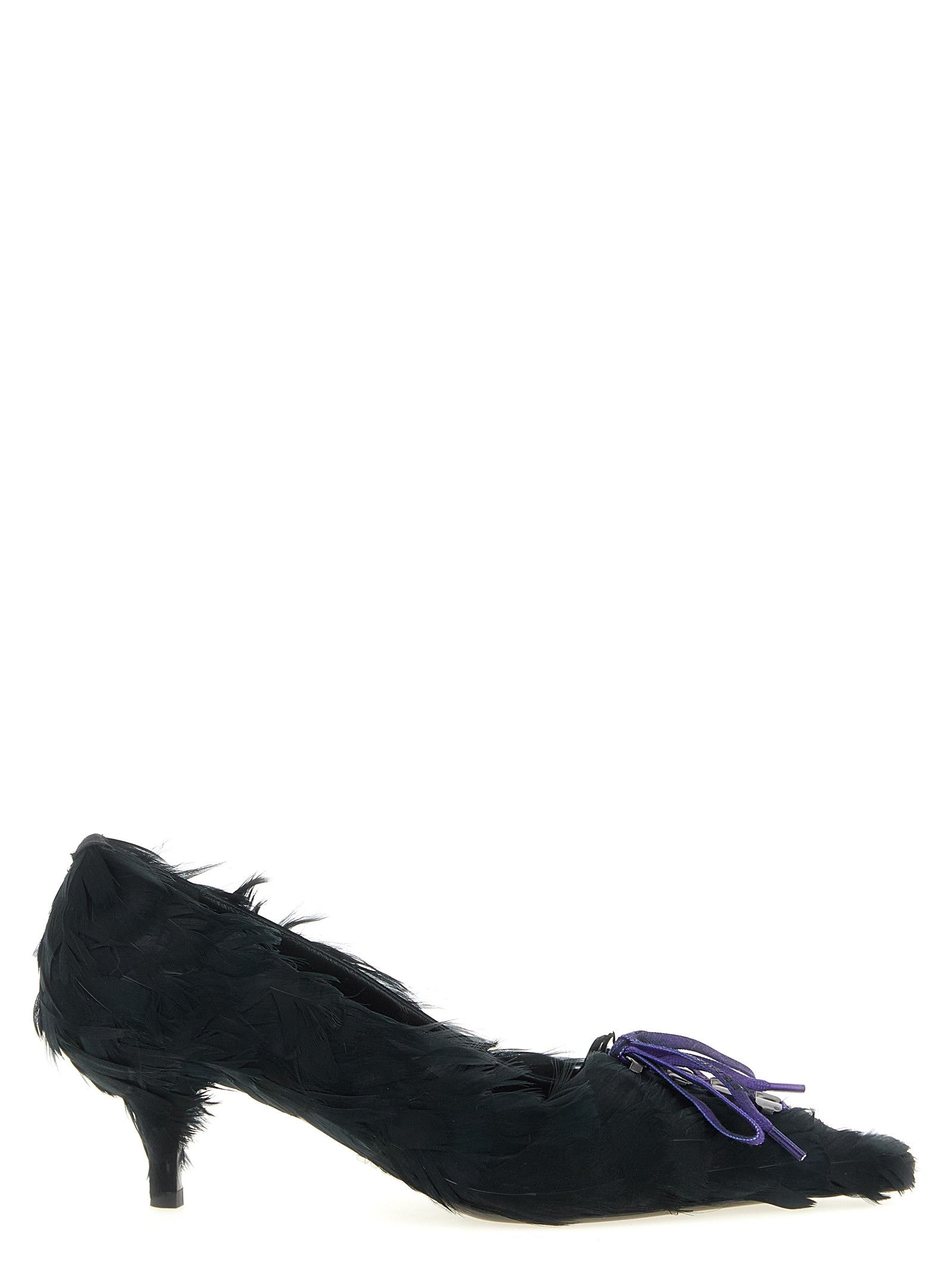 Prada Satin and Feather Pumps Black