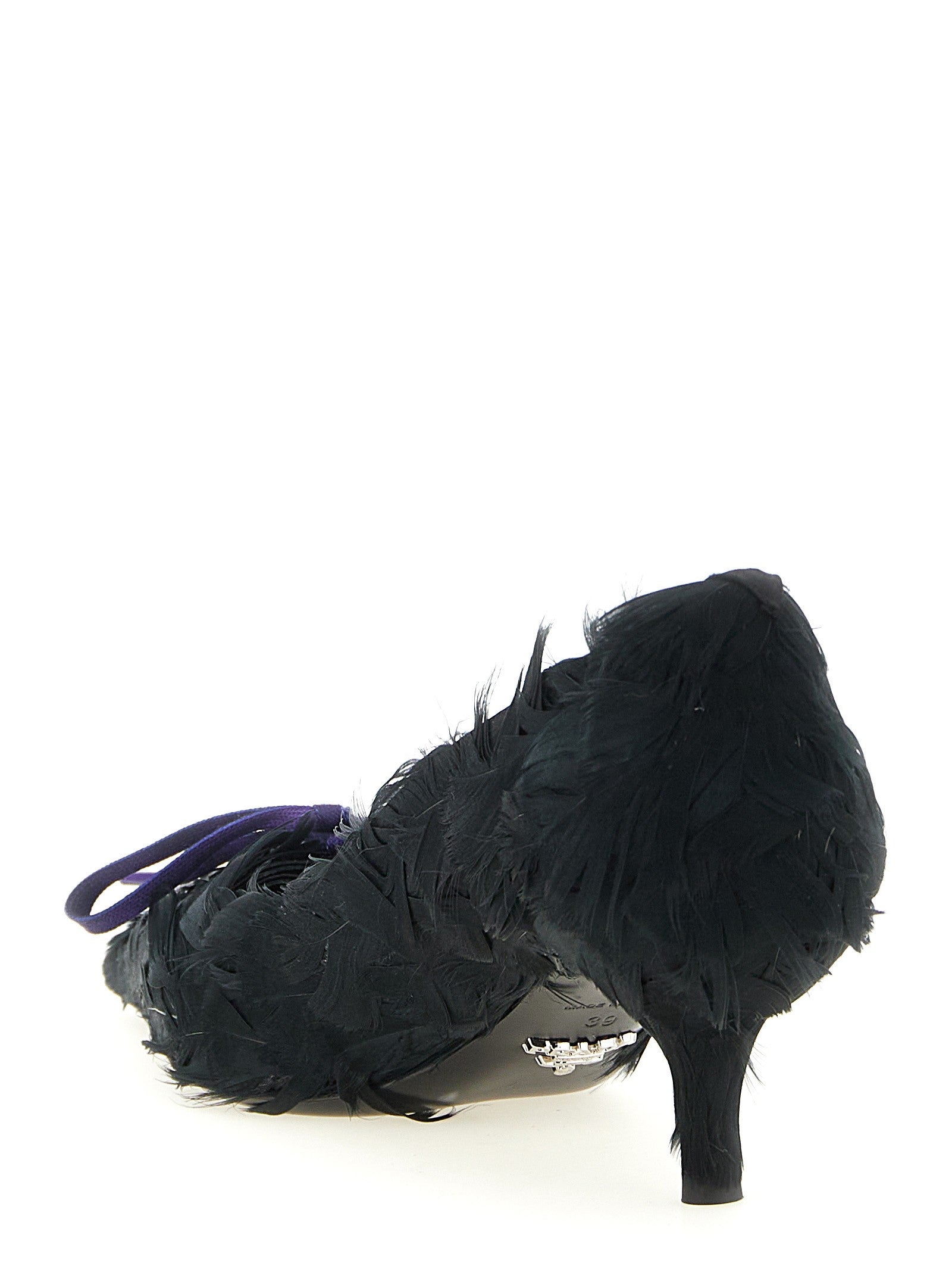 Prada Satin and Feather Pumps Black