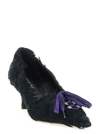 Prada Satin and Feather Pumps Black