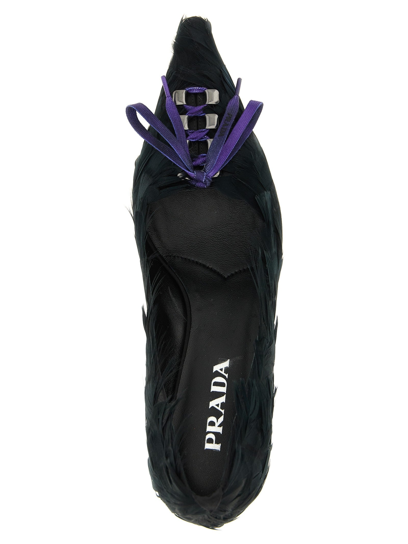 Prada Satin and Feather Pumps Black