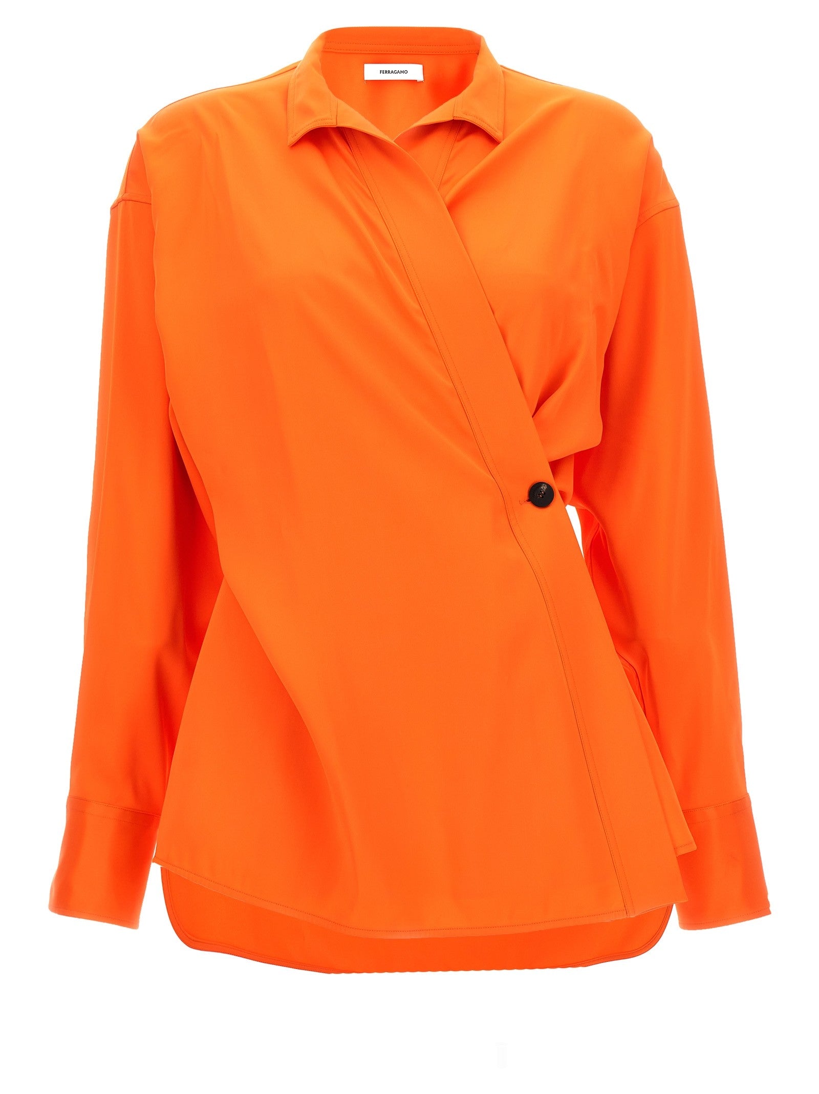 Ferragamo Satin Asymmetric Shirt Orange
