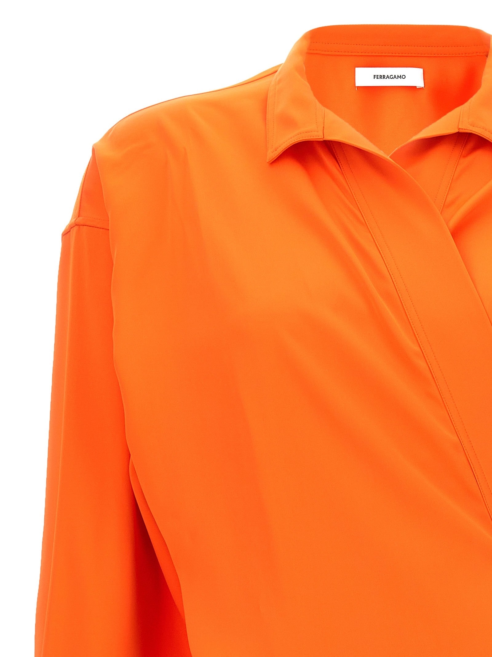 Ferragamo Satin Asymmetric Shirt Orange