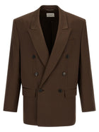 Saint Laurent Satin Blazer Brown
