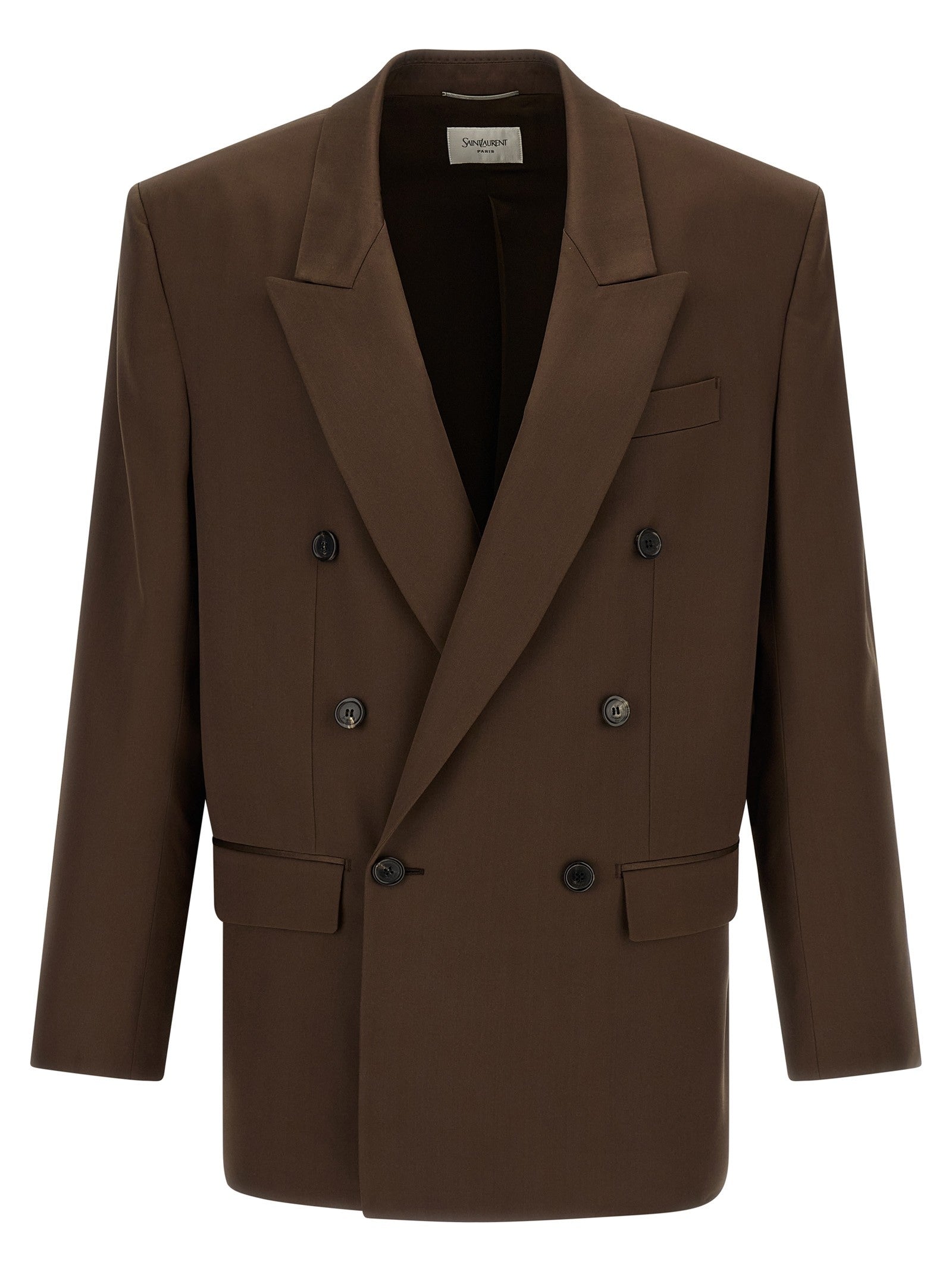 Saint Laurent Satin Blazer Brown