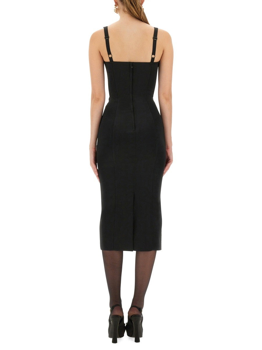 Dolce &amp; Gabbana Women's Satin Bustier Longuette Dress Black