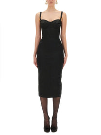 Dolce &amp; Gabbana Women's Satin Bustier Longuette Dress Black