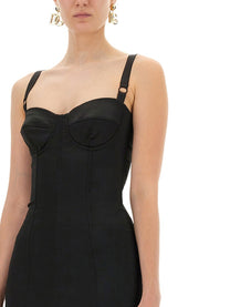 Dolce &amp; Gabbana Women's Satin Bustier Longuette Dress Black