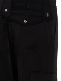 David Koma Satin Cargo Pants Black, view 4