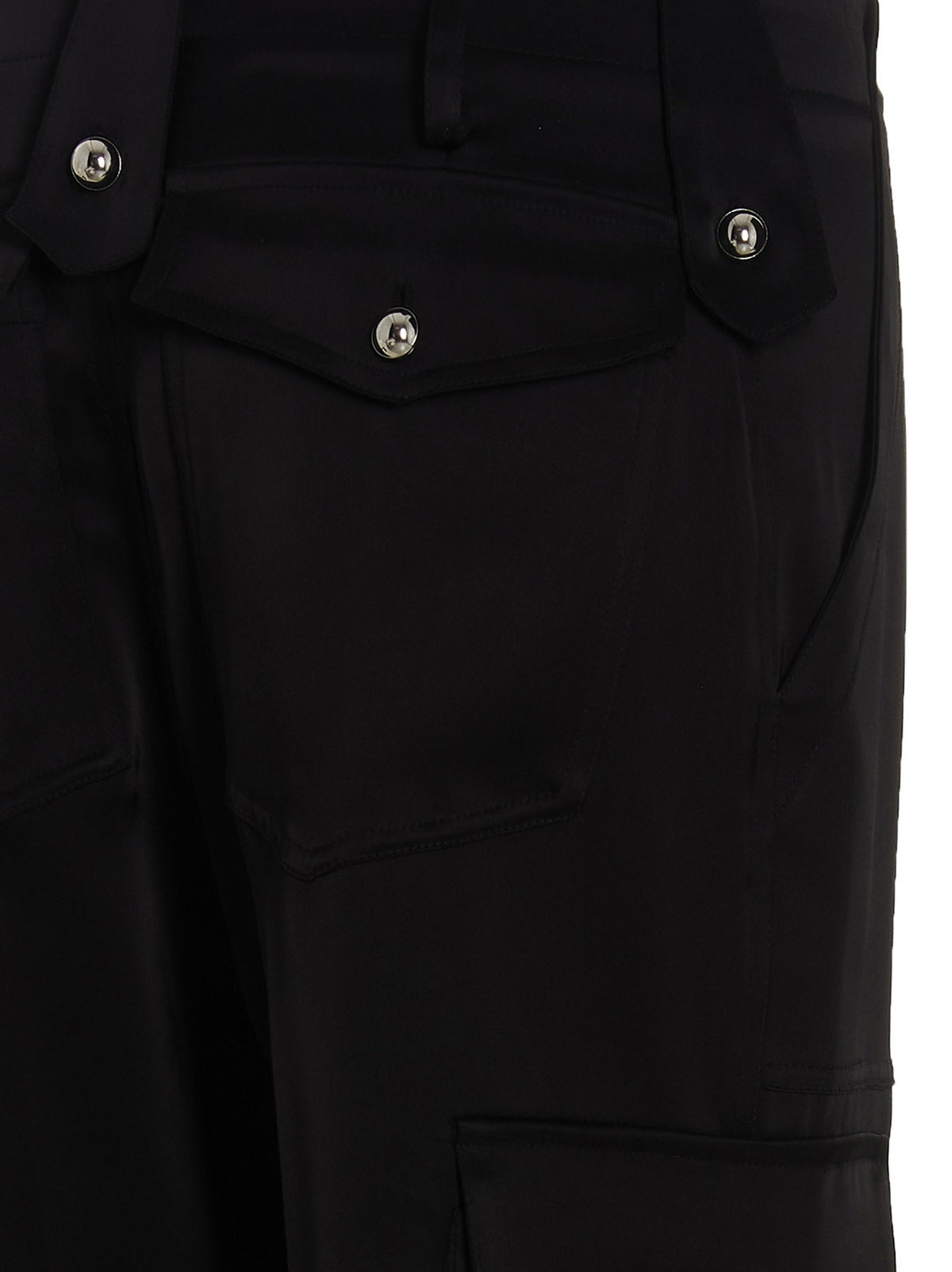 David Koma Satin Cargo Pants Black, view 4