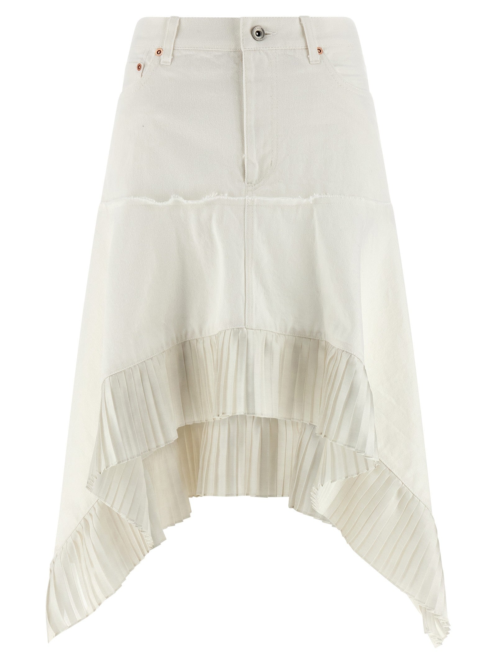 Sacai Satin Denim Skirt White