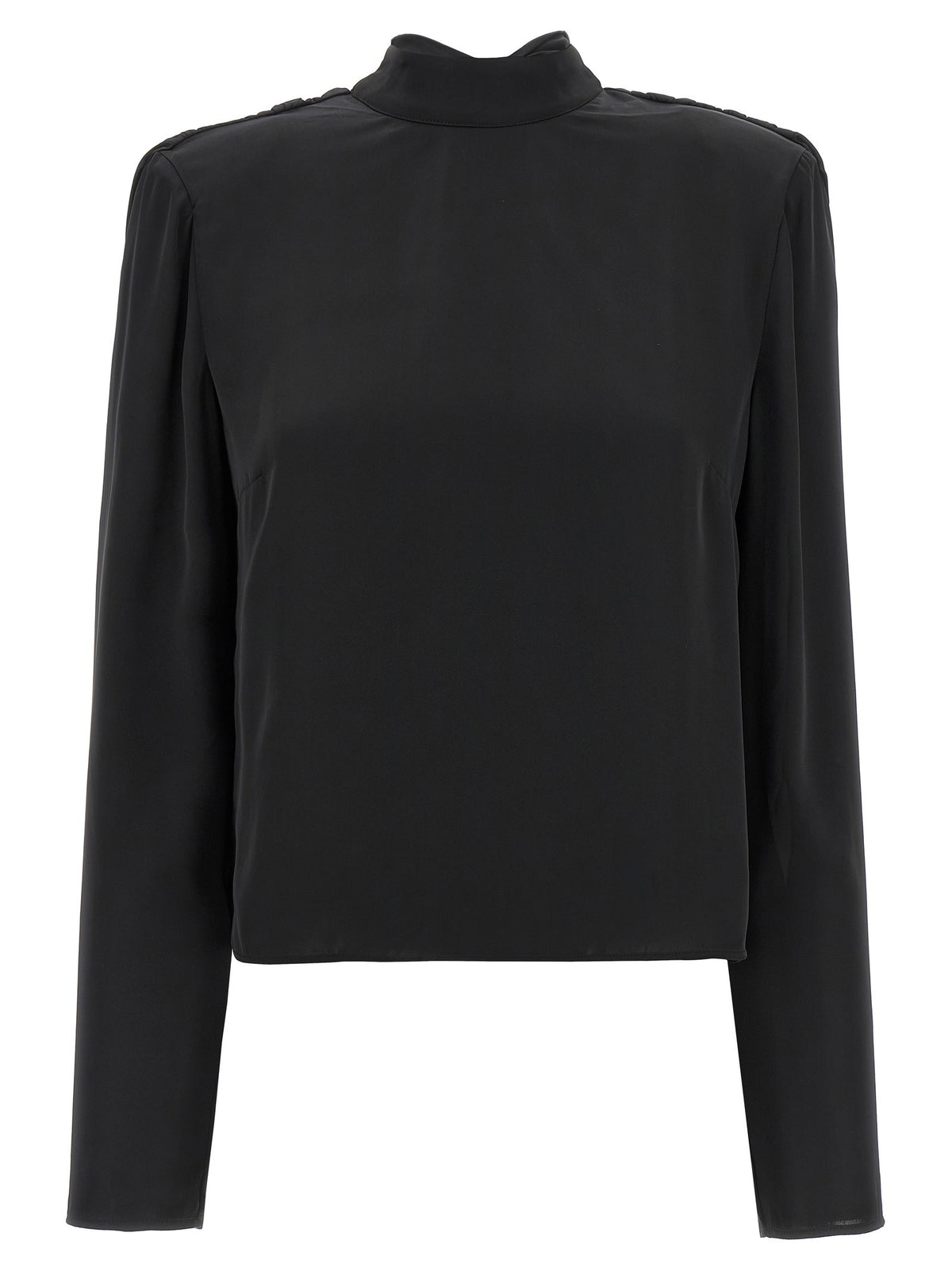 ROTATE Birger Christensen Satin Drapy Back Top Black