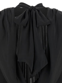 ROTATE Birger Christensen Satin Drapy Back Top Black