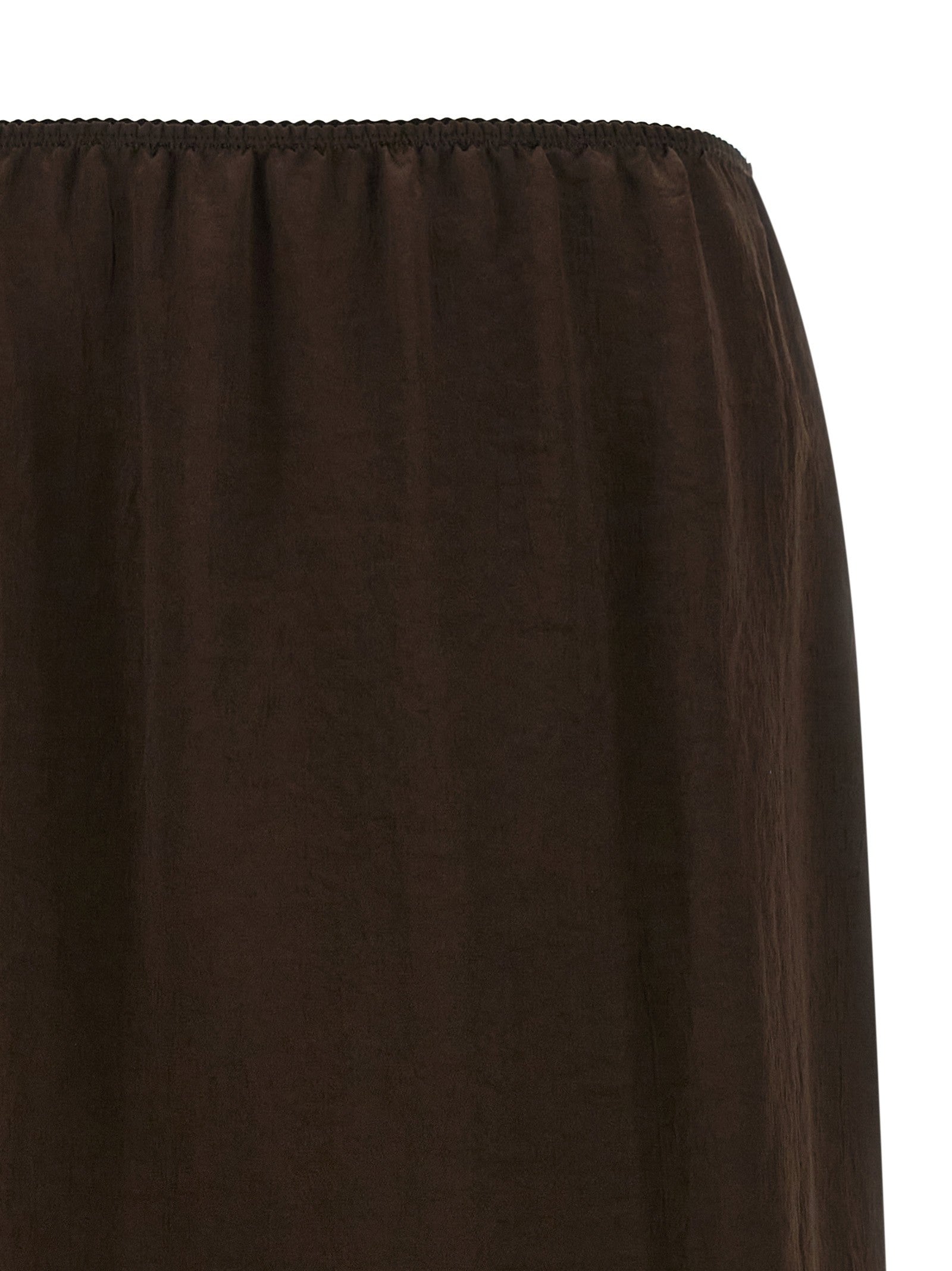Twin Set Satin Froissé and Lace Skirt Brown