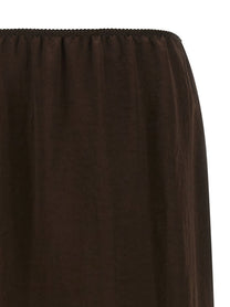 Twin Set Satin Froissé and Lace Skirt Brown