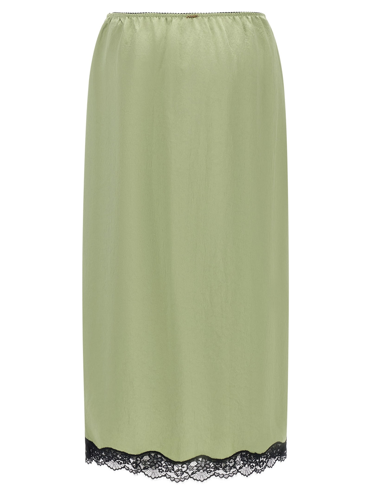 TWINSET Satin Froissé and Lace Skirt Green
