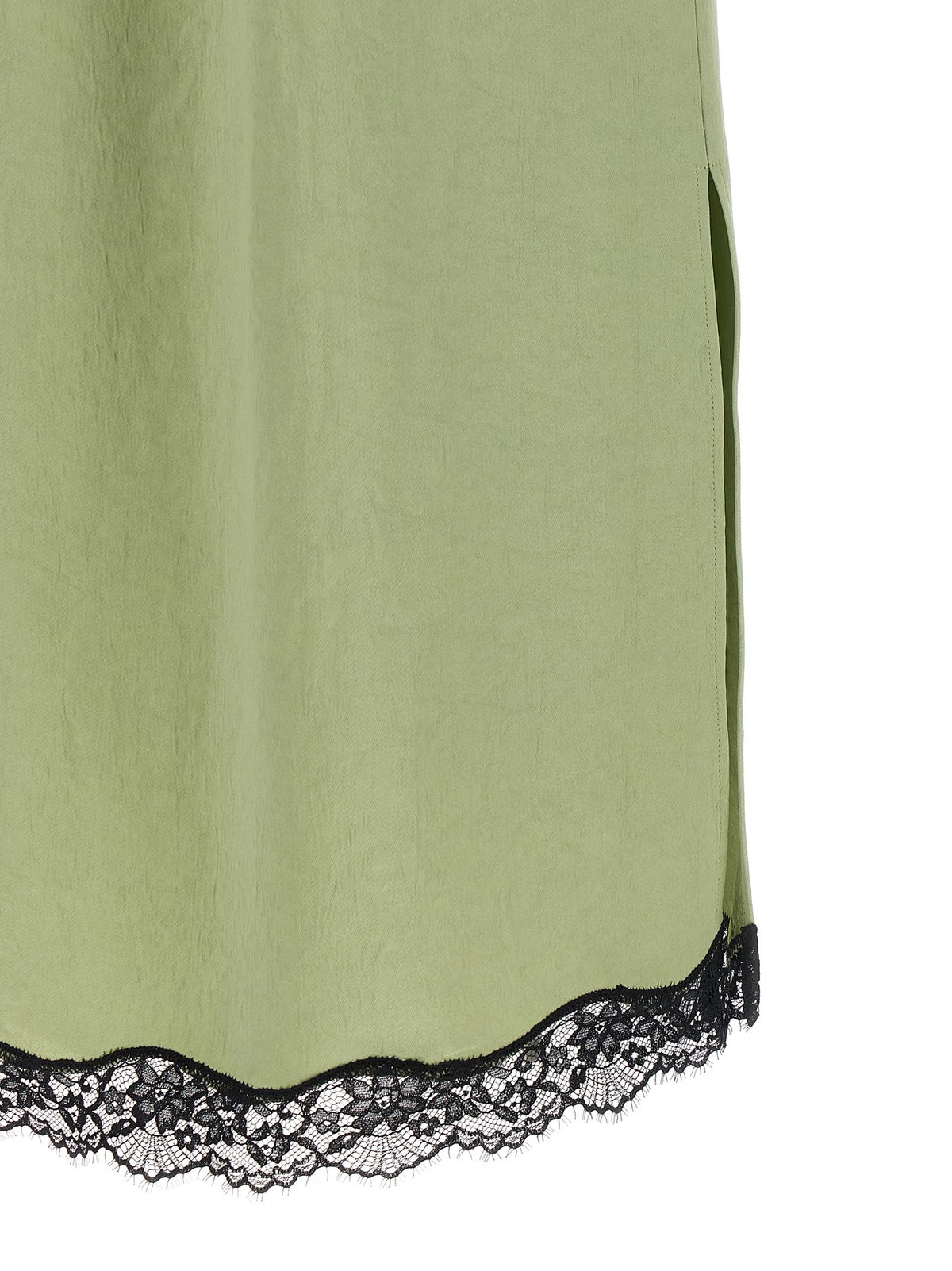 TWINSET Satin Froissé and Lace Skirt Green