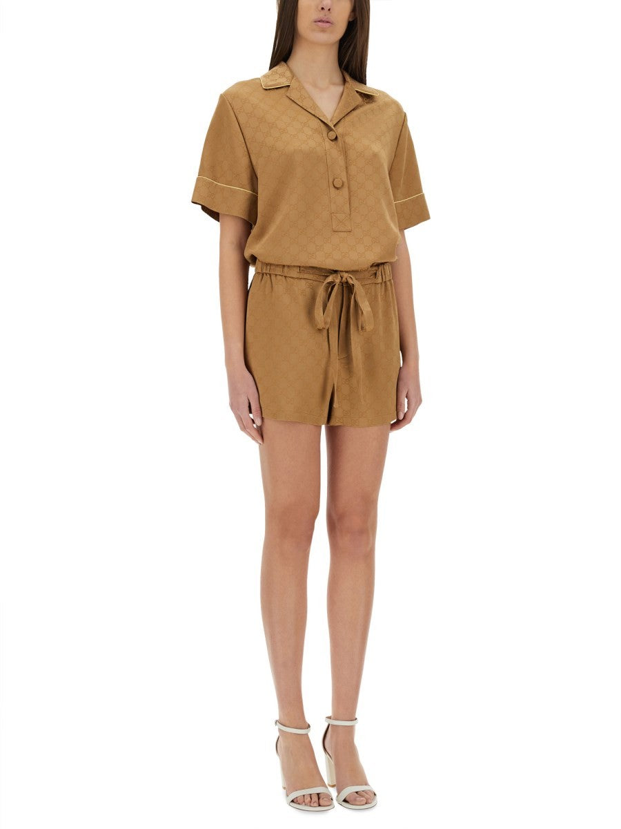 Gucci Women's Satin GG Shorts Beige