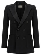 Saint Laurent Satin Lapel Blazer Black