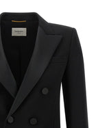 Saint Laurent Satin Lapel Blazer Black