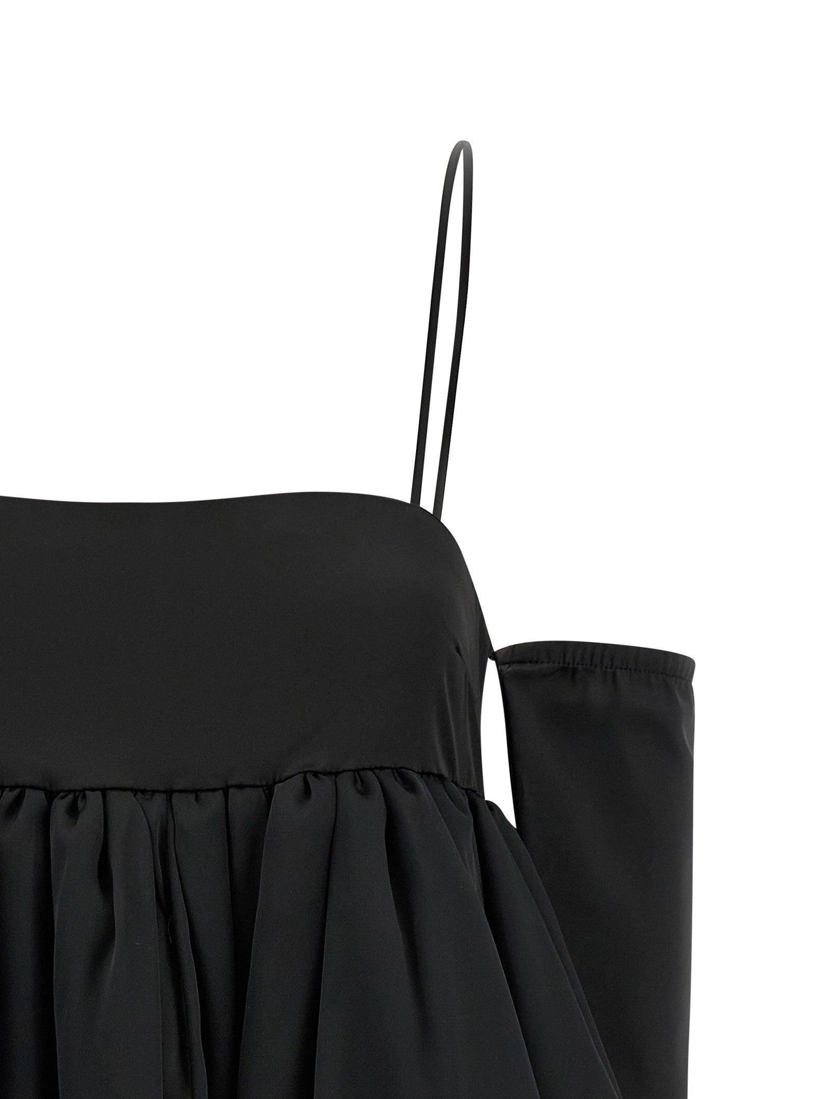 ROTATE Birger Christensen Satin Le Bubble Dress Black
