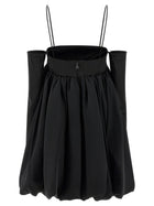 ROTATE Birger Christensen Satin Le Bubble Dress Black, view 3