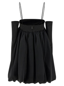 ROTATE Birger Christensen Satin Le Bubble Dress Black