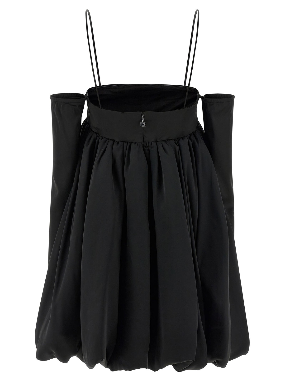 ROTATE Birger Christensen Satin Le Bubble Dress Black, view 3