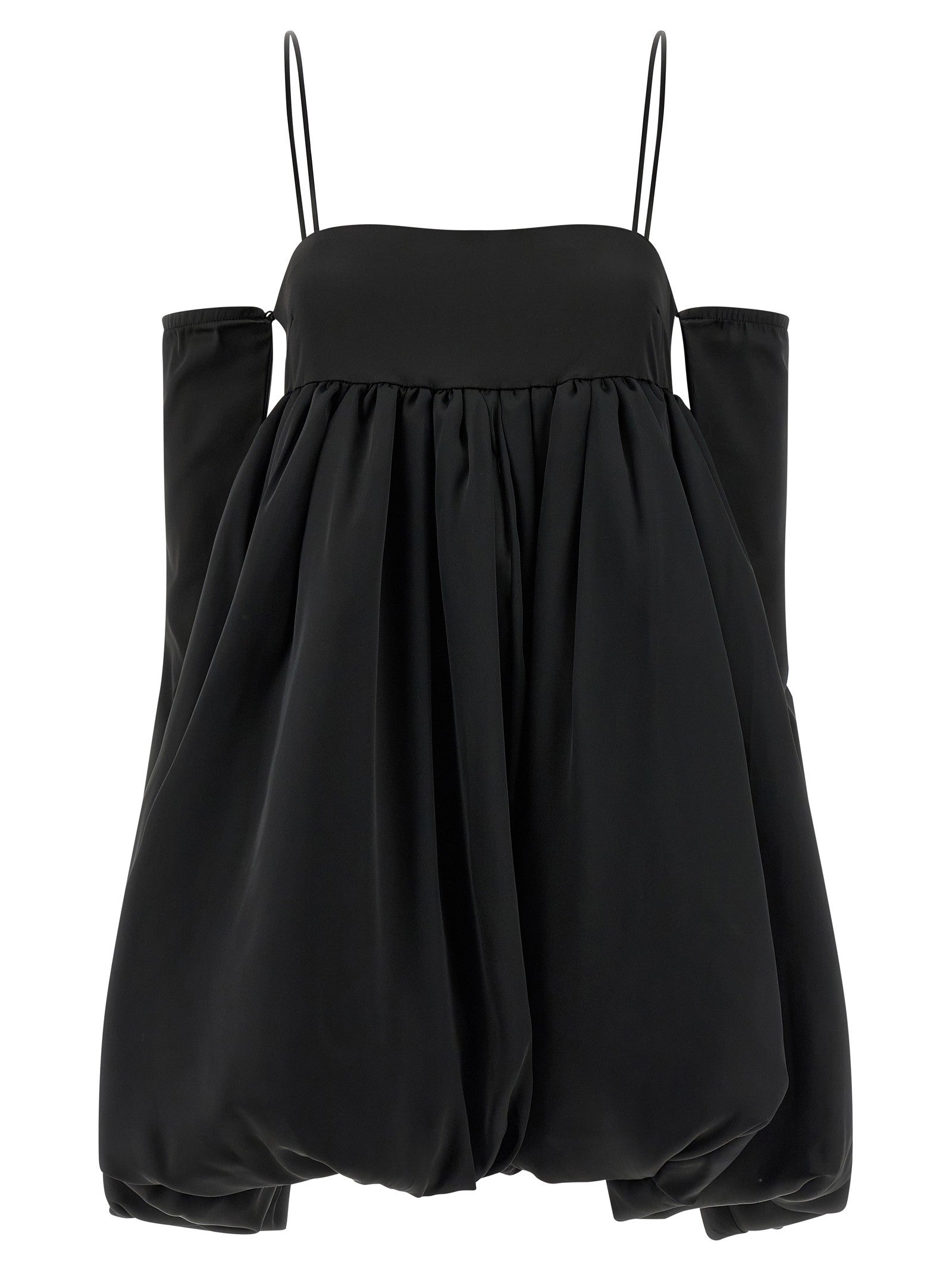 ROTATE Birger Christensen Satin Le Bubble Dress Black
