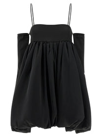 ROTATE Birger Christensen Satin Le Bubble Dress Black