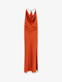 Actualee Women's Satin Long Dress Orange