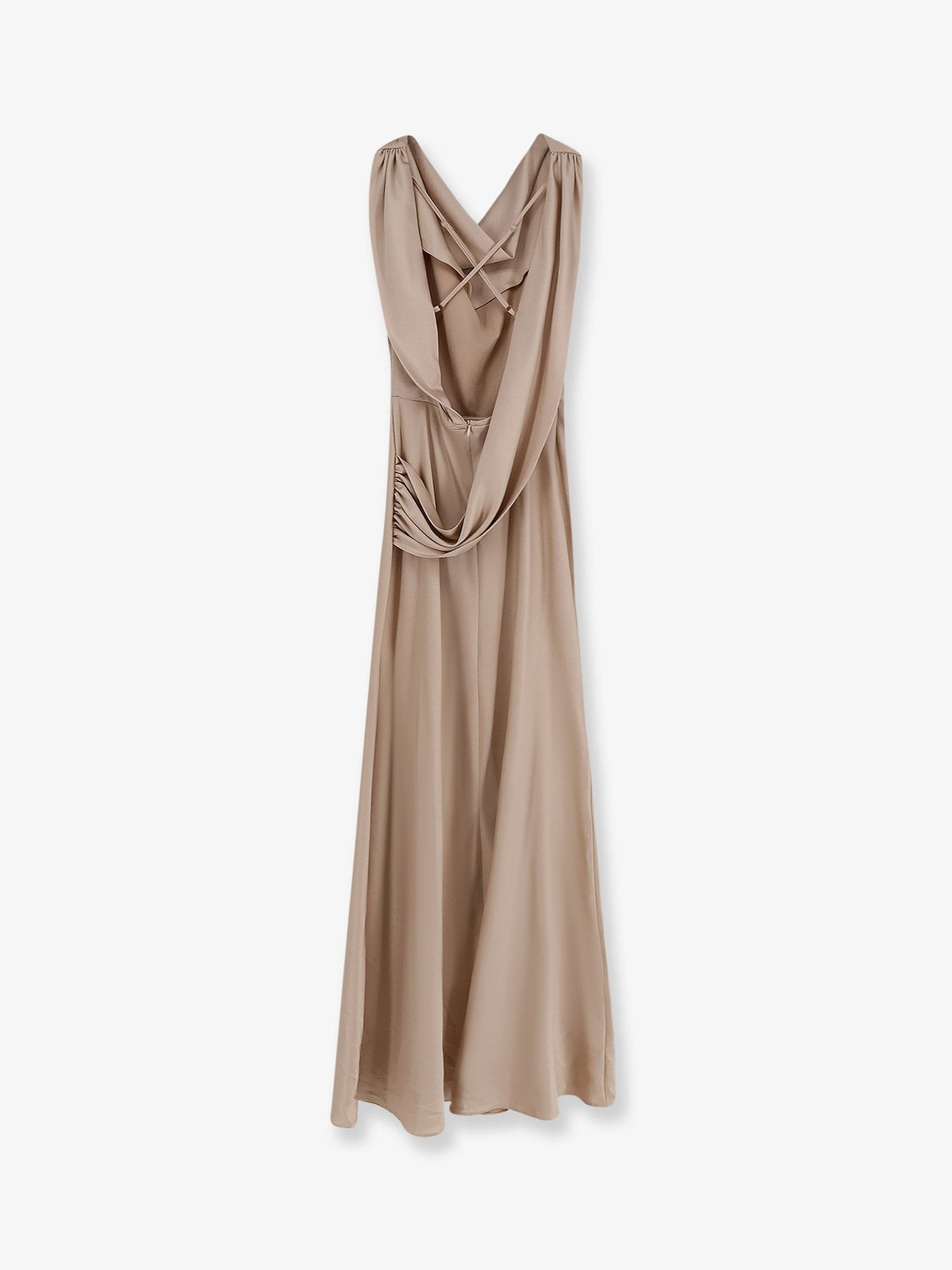 Actualee Women's Satin Long Dress Beige