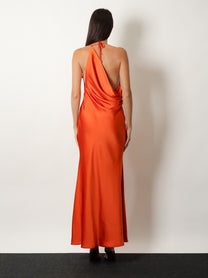 Actualee Women's Satin Long Dress Orange