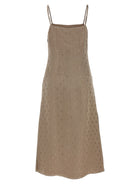 Fendi Satin Midi Dress Grey, view 2