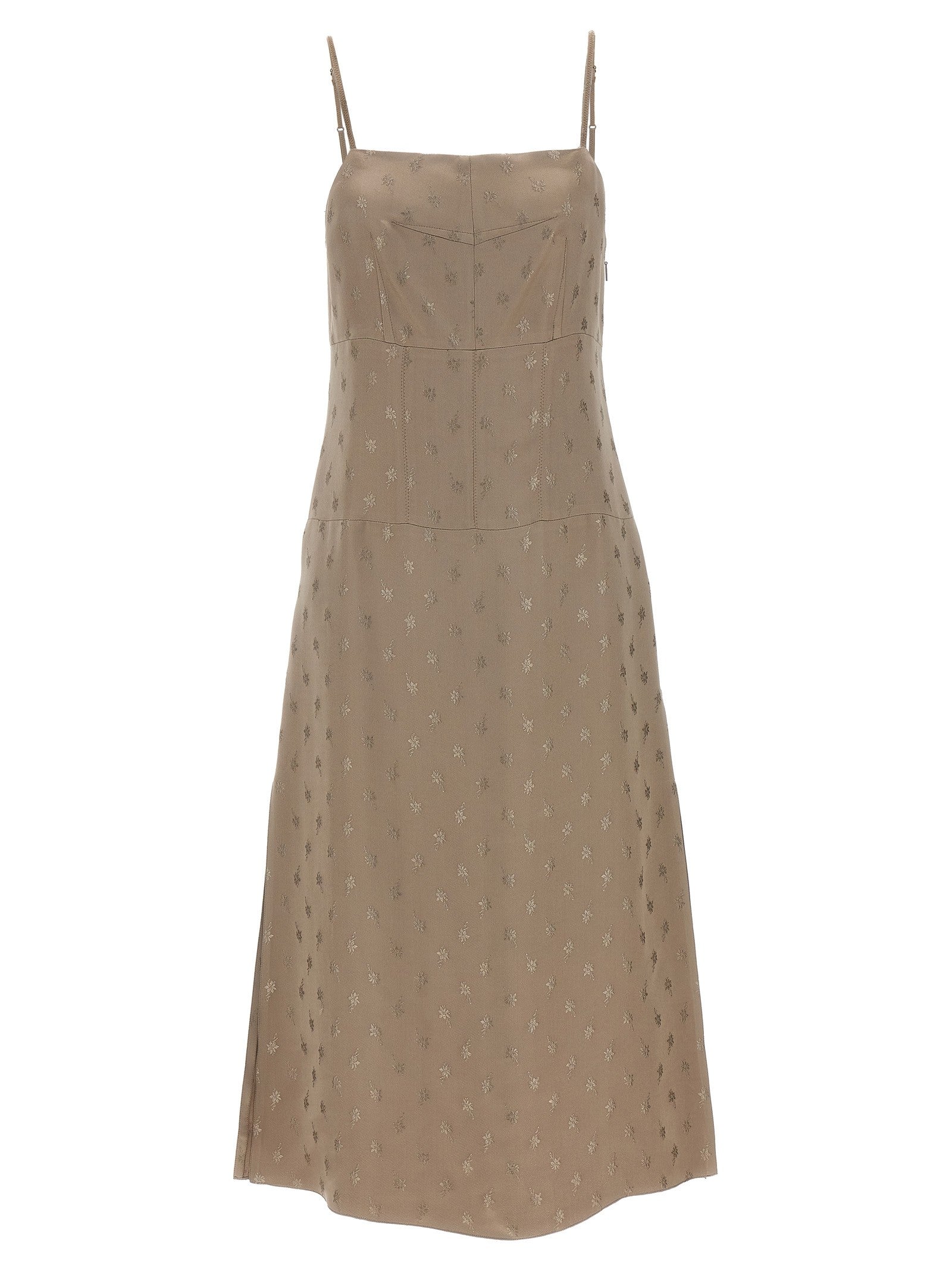 Fendi Satin Midi Dress Grey