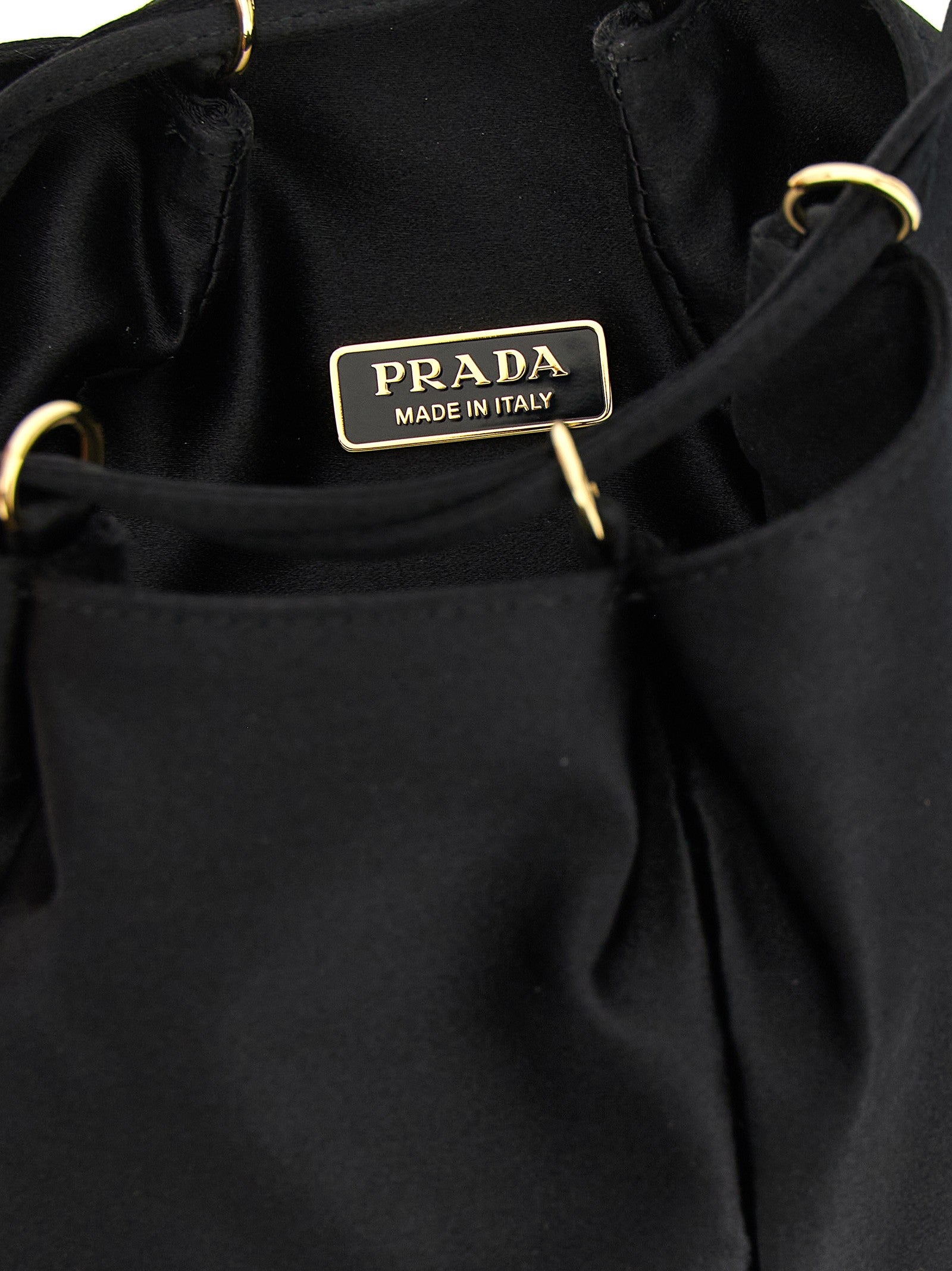 Prada Satin Mini Bucket Bag Black