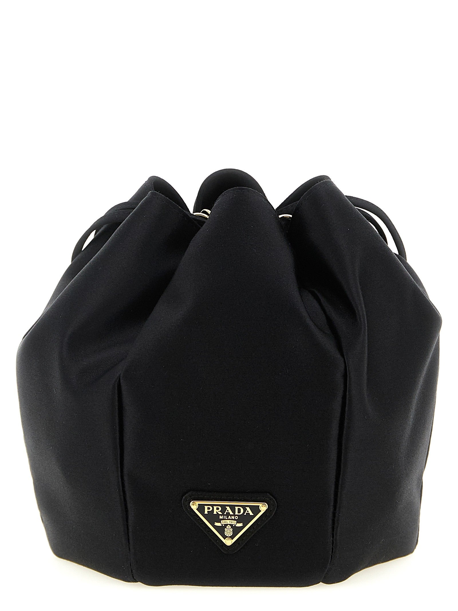 Prada Satin Mini Bucket Bag Black