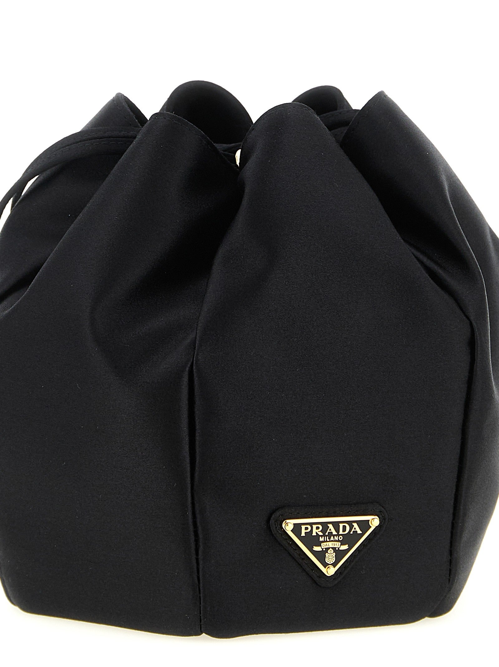 Prada Satin Mini Bucket Bag Black