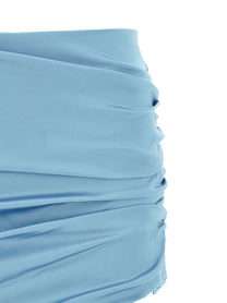 Alessandra Rich Satin Mini Skirt Blue