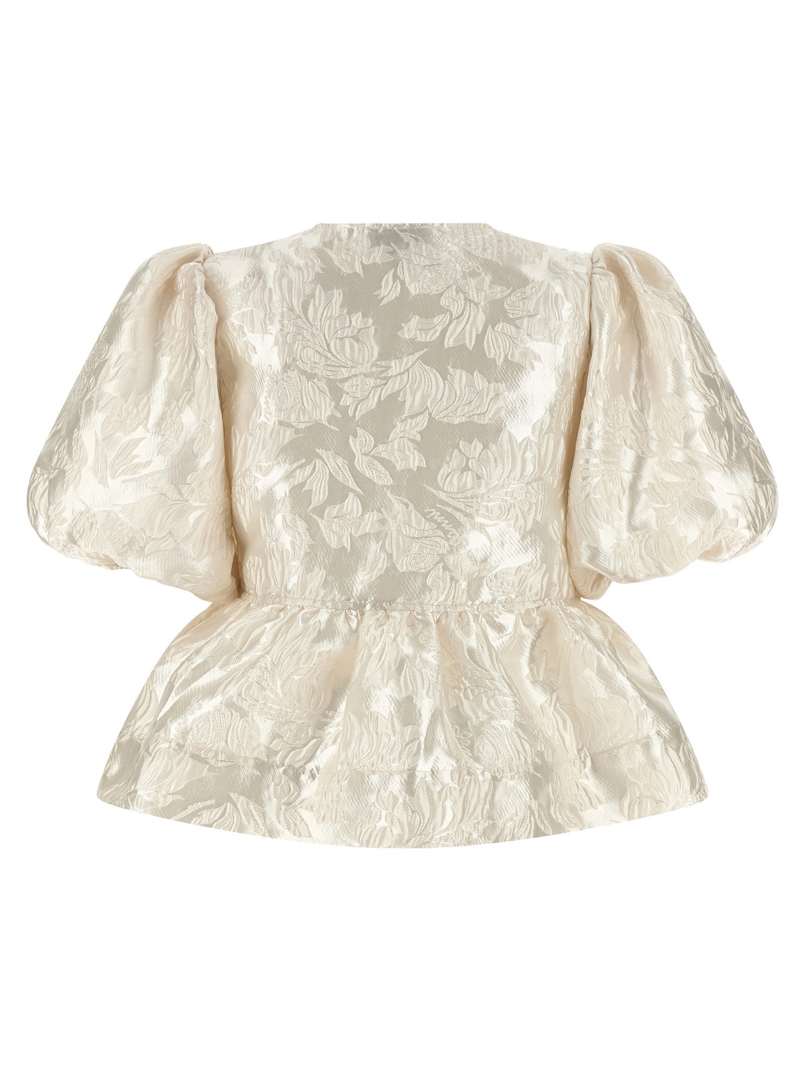 Ganni Satin Peplum Blouse White
