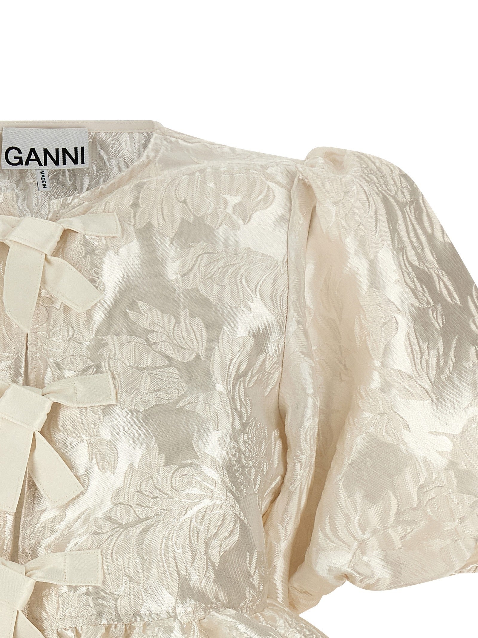 Ganni Satin Peplum Blouse White