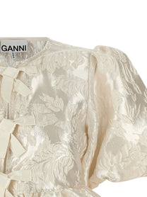 Ganni Satin Peplum Blouse White