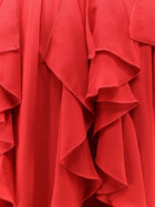 Actualee Women's Satin Ruffled Skirt Red, view 3