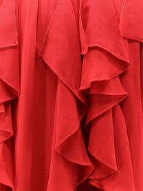 Actualee Women's Satin Ruffled Skirt Red