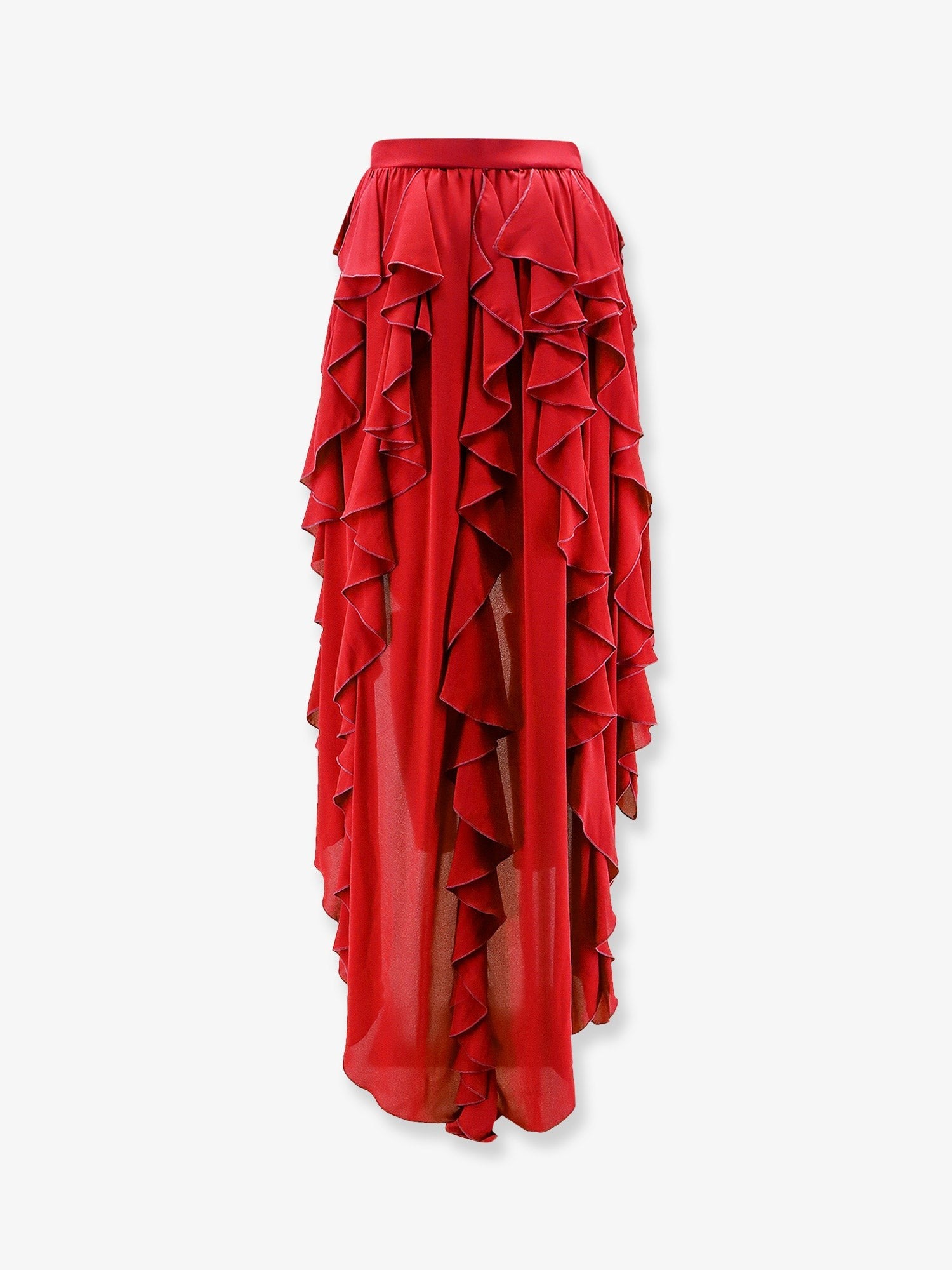 Actualee Women's Satin Ruffled Skirt Red