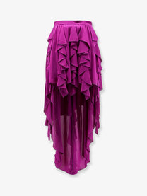 Actualee Women's Satin Ruffled Skirt Purple