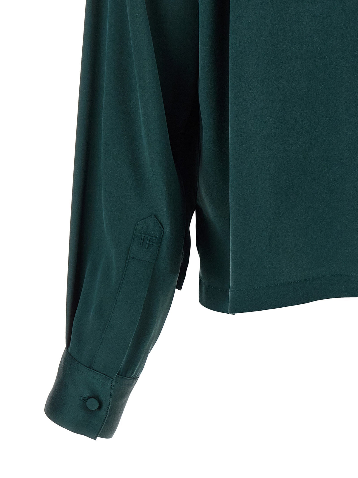 Tom Ford Satin Silk Polo Shirt Green, view 4