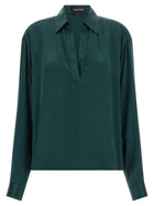 Tom Ford Satin Silk Polo Shirt Green