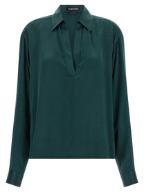 Tom Ford Satin Silk Polo Shirt Green