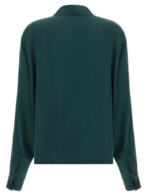 Tom Ford Satin Silk Polo Shirt Green